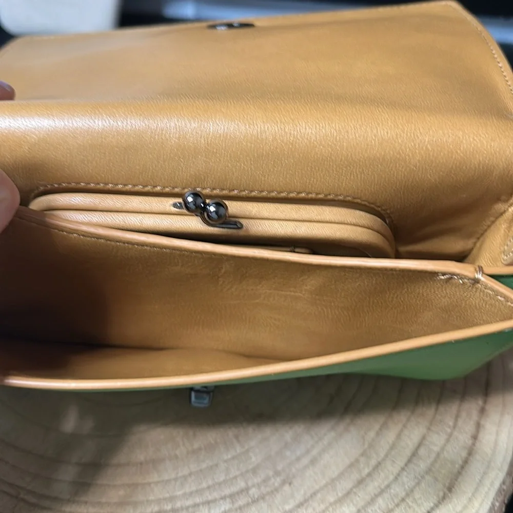 Coach Pistachio Dinky Glovetanned Green Leather Crossbody Shoulder Bag Purse - Picture 10 of 15